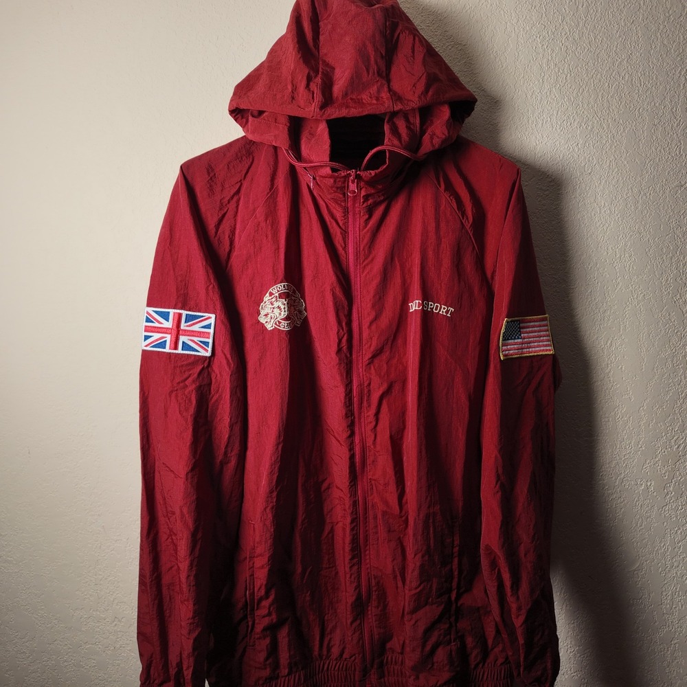 Dare Sport Windbreaker Jacket Red Union Jack‎ USA Flag Wolves Club XL